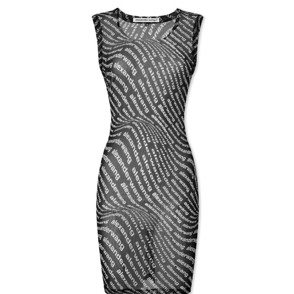 ꧁ ALEXANDER WANG LOGO MESH SLEEVELESS DRESS꧂ - Picture 3 of 5